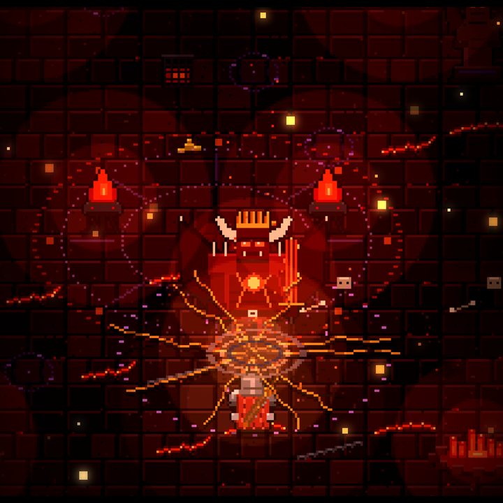 The Infernal Lord on his throne of ash, surrounded by fire